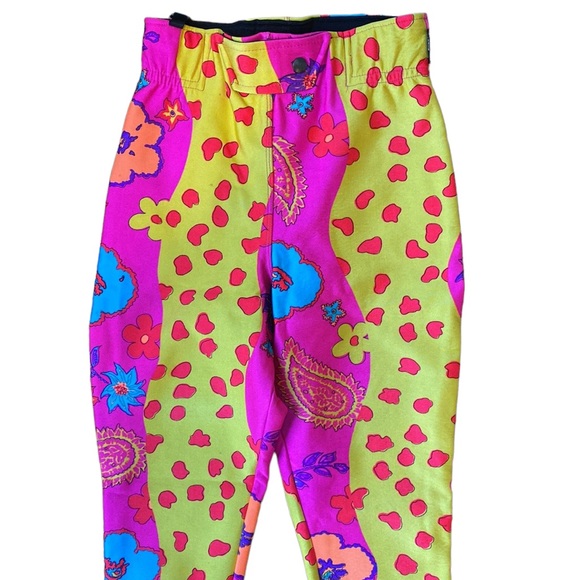Obermeyer Vintage Bright Neon Floral Pattern Ski Snow Pants Made in USA Small S - Picture 4 of 13